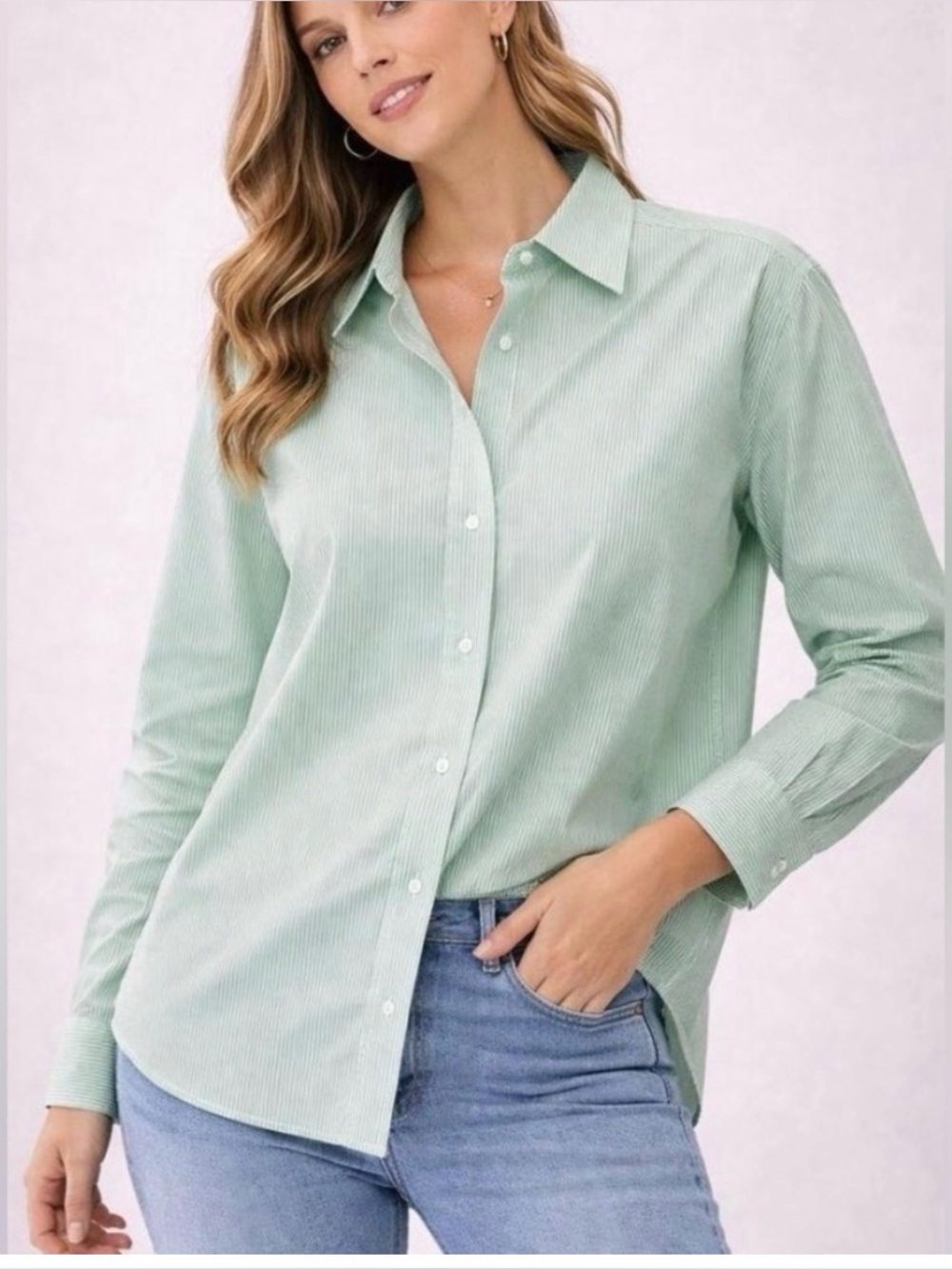 Everlane NWOT The Cotton Oversized Pinstripe Button-Down Shirt Size 8